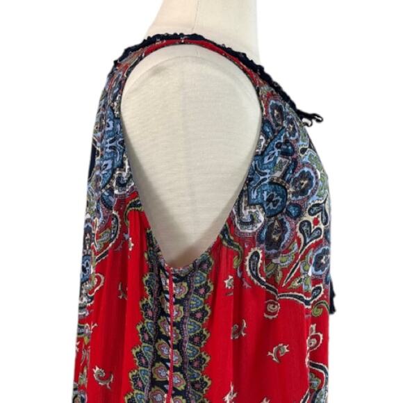 Bila Swing Top Bohemian Asymmetrical Red Hem Tie Neck Women’s Size XXL Plus - Picture 7 of 11